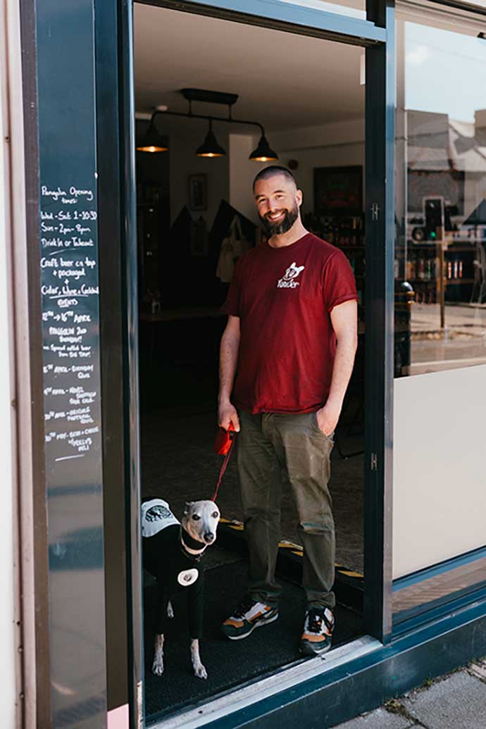 Nick Davy stood in front of the Pangolin Craft Beer