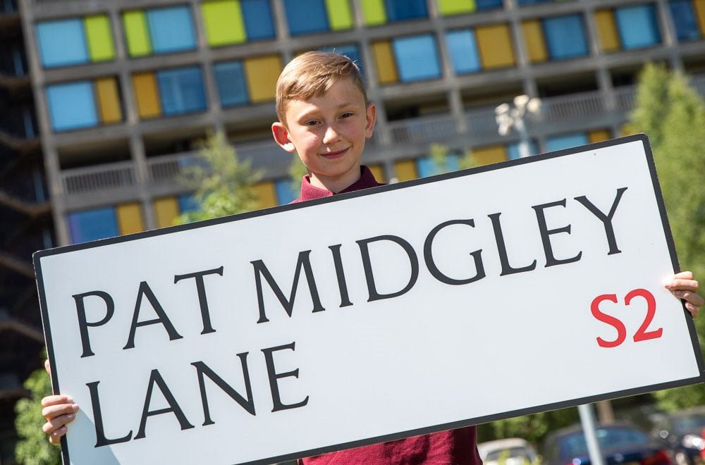 Pat Midgeley's family unveiled the new road sign at Park Hill