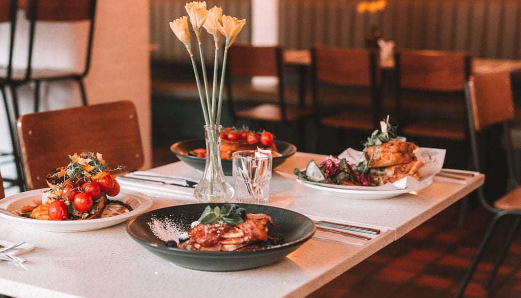 Cafe Table with food 